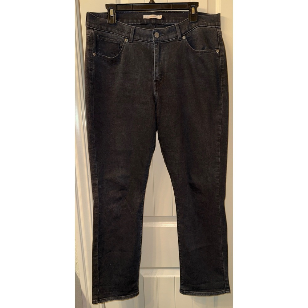 Levi's Womens 14 Black Straight Leg Jeans Mid Rise Stretch Denim 34x28